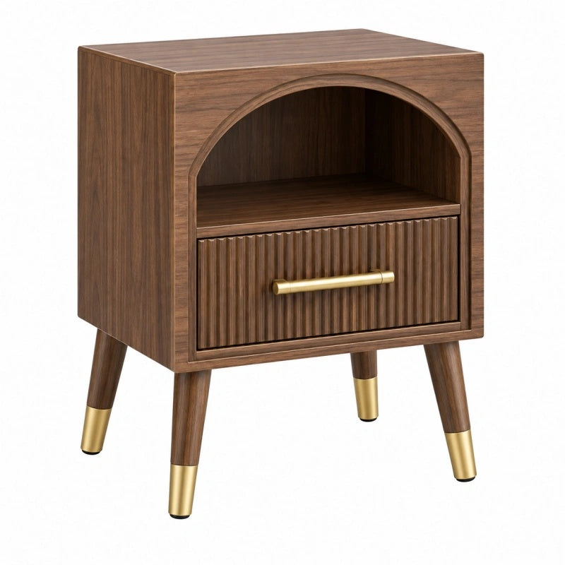Comodino 45 x 40 x 60 cm in legno marrone con cassetto stile retrò