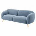 Divano 3 posti 200 x 85 x 78 cm in tessuto bouclé azzurro con gambe in metallo stile moderno
