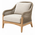 Poltrona 78 x 82 x 86 cm in legno naturale e corda beige con cuscini stile contemporaneo