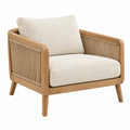 Poltrona 78 x 80 x 82 cm in legno naturale e corda intrecciata con rivestimento beige