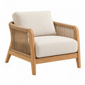 Poltrona 75 x 80 x 82 cm in legno naturale con corda beige e seduta imbottita