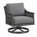 Poltrona da giardino 80 x 85 x 90 cm in corda intrecciata grigio con base girevole