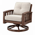 Poltrona girevole 82 x 86 x 95 cm in legno e tessuto beige marrone stile classico
