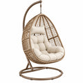 Poltrona sospesa 105 x 105 x 195 cm in fibra intrecciata beige con supporto in metallo per interni ed esterni