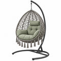 Poltrona sospesa da giardino 105 x 105 x 195 cm in metallo e corda intrecciata grigio con supporto