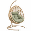 Poltrona sospesa 105 x 105 x 195 cm in rattan sintetico beige e acciaio con seduta verde stile boho per interni