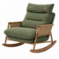 Sedia a dondolo 88 x 95 x 98 cm in legno e tessuto verde stile naturale