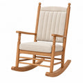 Sedia a dondolo 68 x 90 x 110 cm in legno e tessuto beige stile classico