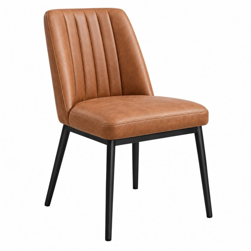 Sedia da pranzo 47 x 58 x 85 cm in similpelle marrone con gambe in metallo stile moderno
