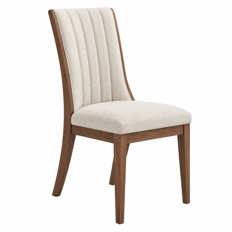 Sedia da pranzo 50 x 60 x 95 cm in legno e tessuto beige marrone con schienale imbottito