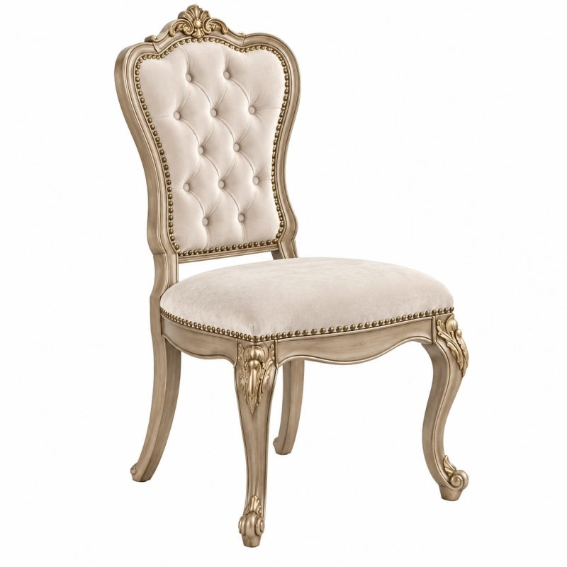 Sedia da pranzo 52 x 58 x 108 cm in legno e tessuto beige stile classico