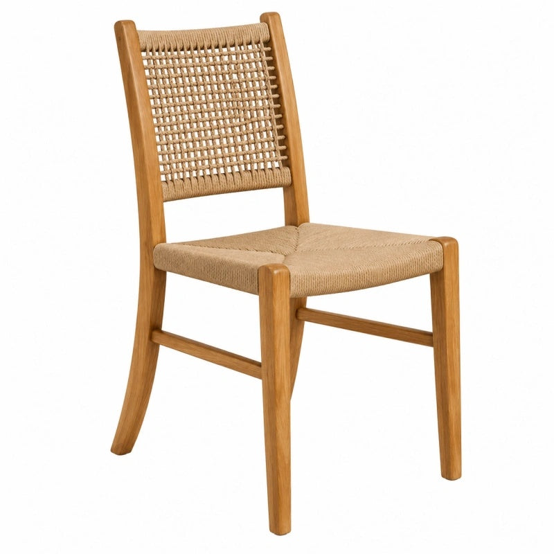 Sedia da pranzo 48 x 55 x 88 cm in legno marrone con seduta intrecciata stile naturale